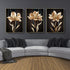 Golden Black Flower Abstract Canvas