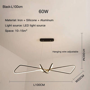 Black Modern Creative LED Chandelier L100cm_ZenQ Designs