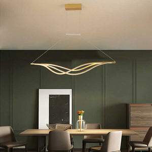 Contrast of the olive green background and the beautiful Modern LED Curved Pendant Light