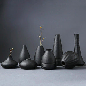 Nordic Black Ceramic Vases