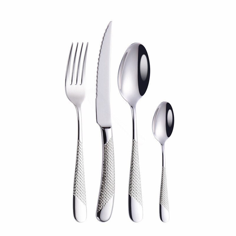 4pcs Black Gold Stainless Steel Cutlery Set I ZenQ Designs