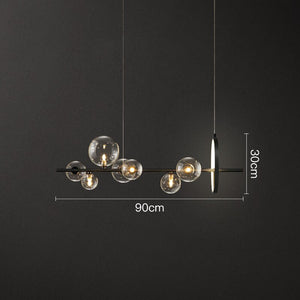 Dimensions of the Glass Bubble Pendant Light with 7 bulbs arranged on all sides