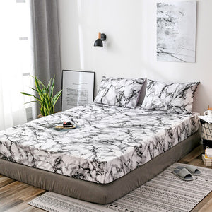White Marble Pattern Bed Sheets