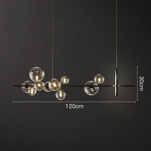 Dimensions of the Glass Bubble Pendant Light with 10 scattered light bulbs