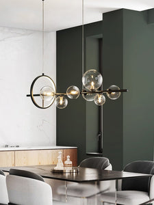 Beautiful Glass Bubble Pendant Light above a modern dining table