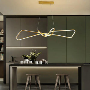 Modern Creative LED Chandelier above a small kitchen island_ZenQ Designs