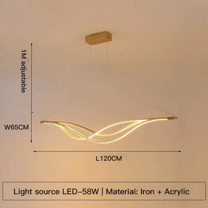 Modern LED Curved Pendant Light turned off LED-58W