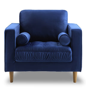 Bente Tufted Velvet Lounge Chair - Blue