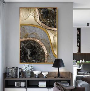Abstract Black and Gold Ring Canvas - ZenQ Designs