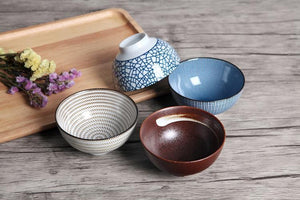 Set of 4 Japanese Traditional Ceramic Dinner Bowls - ZenQ Designs