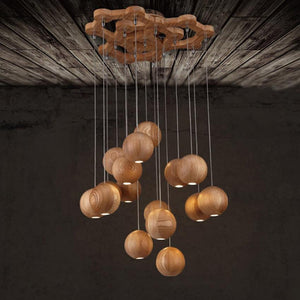 Modern Solid Wood Ball Chandelier - ZenQ Designs