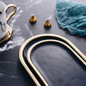 Black And Golden Stroked Ceramic Plates - ZenQ Designs