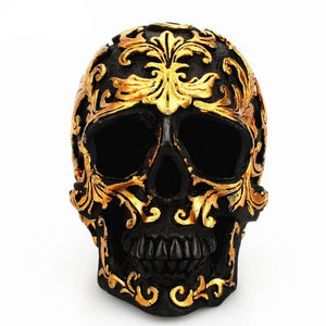 Golden Carving Black Skull Sculpture - ZenQ Designs