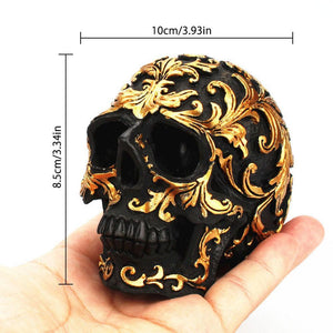 Golden Carving Black Skull Sculpture - ZenQ Designs