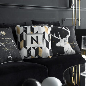 Black Gold Deer Pillow Case - ZenQ Designs