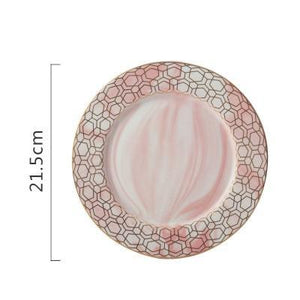 Gold Striped Marble Ceramic Plate Set - ZenQ Designs