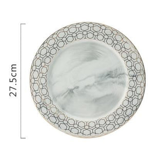 Gold Striped Marble Ceramic Plate Set - ZenQ Designs