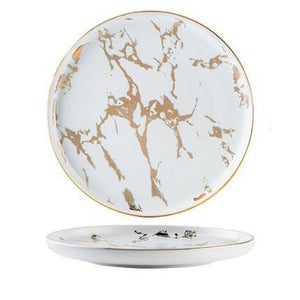 Luxury Gold Edges Marble Dinner Plate - ZenQ Designs