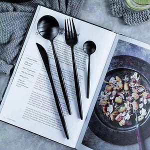 Stainless Steel Black Cutlery Tableware Set - ZenQ Designs