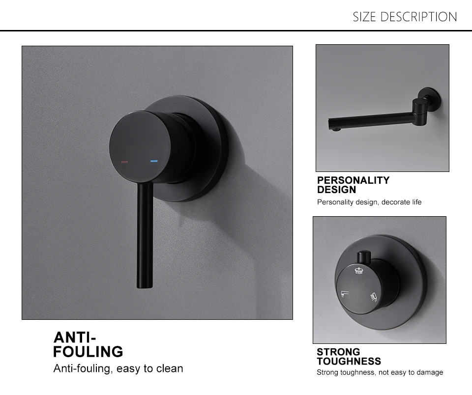 H11c8279260a54be195559058abf5a199i - Matte Black Wall Embed Bathroom Faucet
