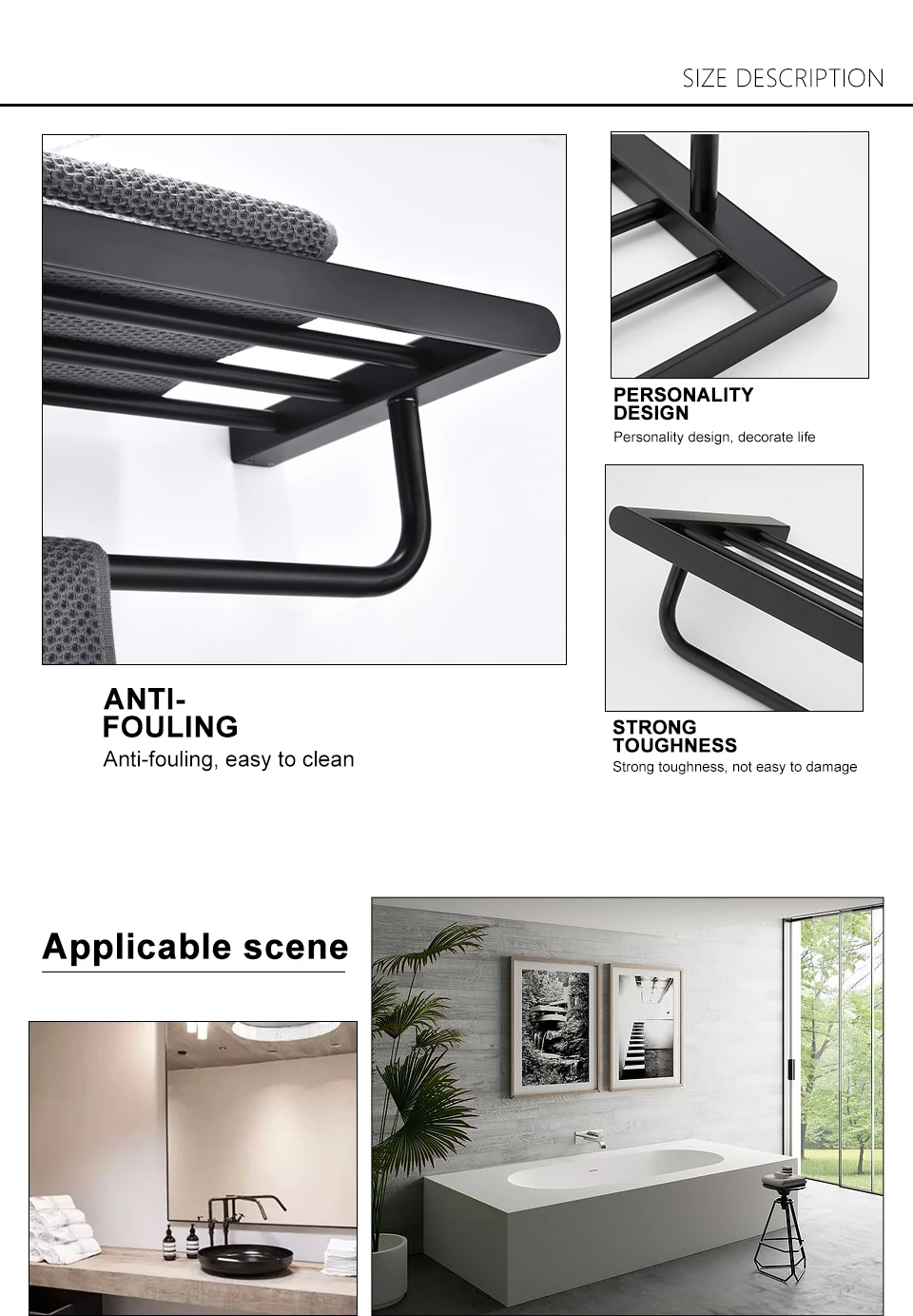 H16bd709e670f4dcc875bf1ad510174e9k - Matte Black Towel Holder