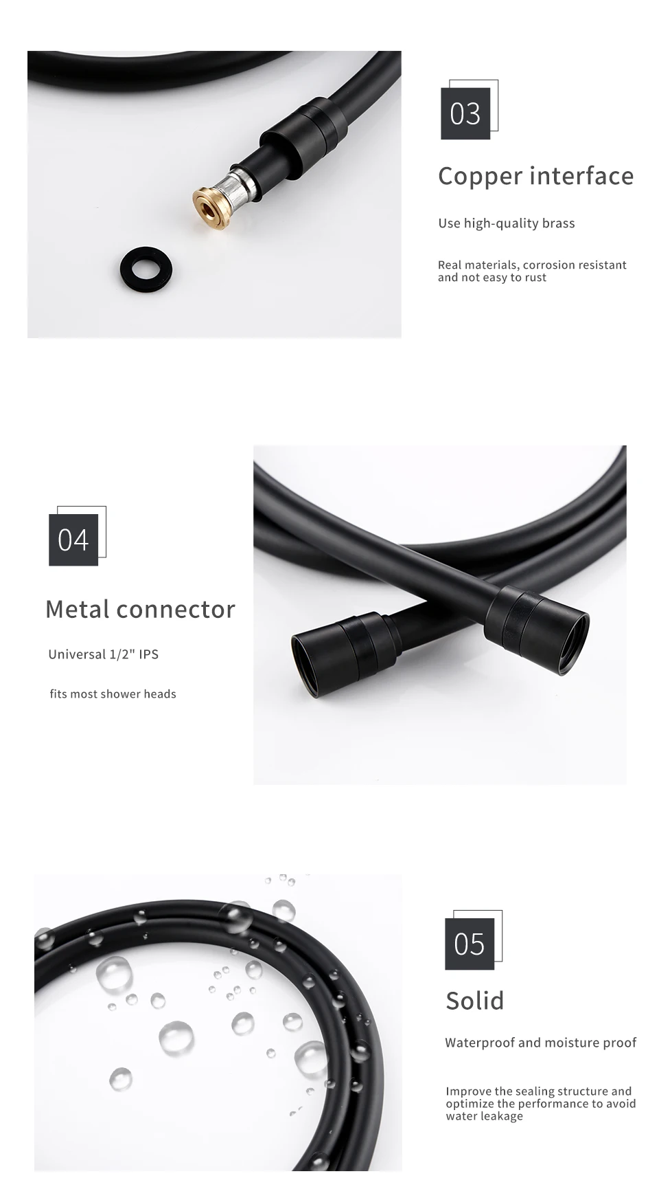 H1b6eef8f794044cdbb0fc91305c7f968h - Matte Black Shower Hose
