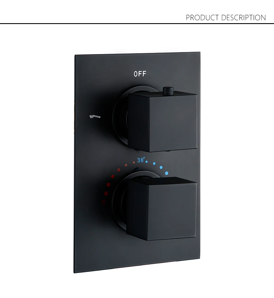 H1e605380b4e64d3aad03809f5f71afcd7 - Matt Black Thermostatic Control Bathroom Shower Faucet
