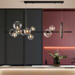 Phenomenal black and pink wall background with 10 transparent glass bubbles of various sizes