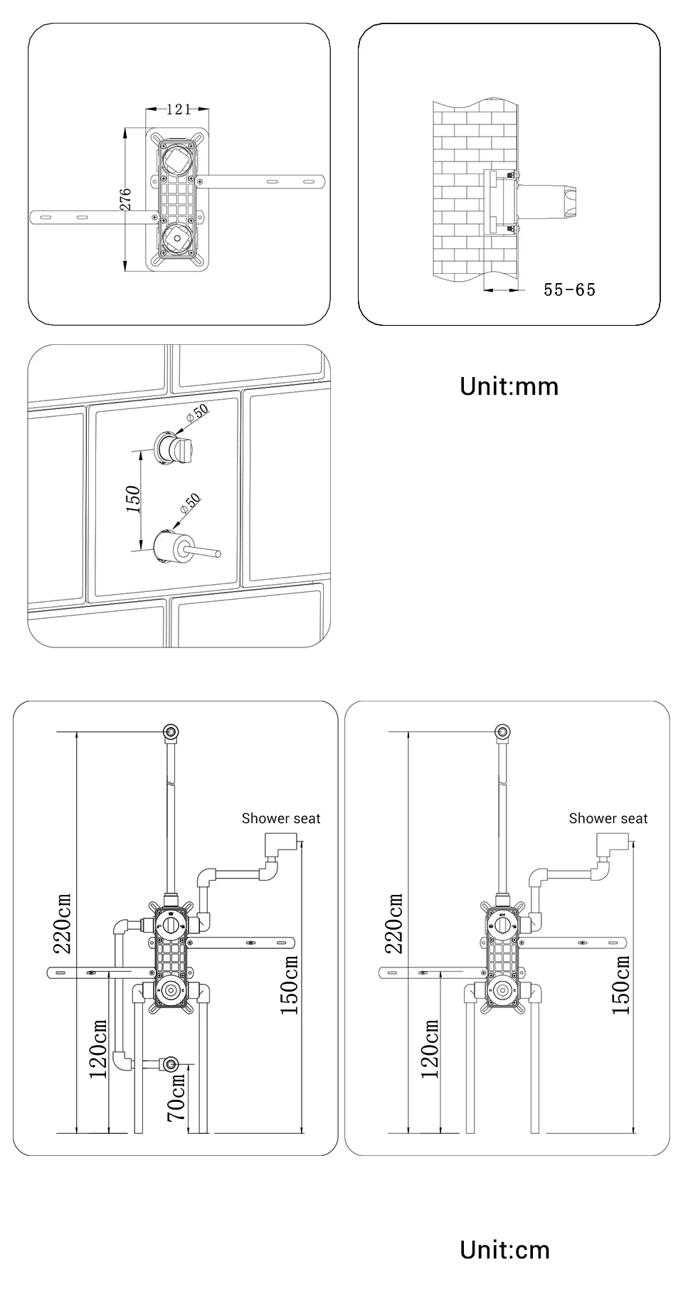 H38405a44b80c4a9b815b7c869714a853h - Matte Black Wall Embed Bathroom Faucet
