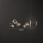 Dimensions of the Glass Bubble Pendant Light with 7 bulbs arranged on all sides