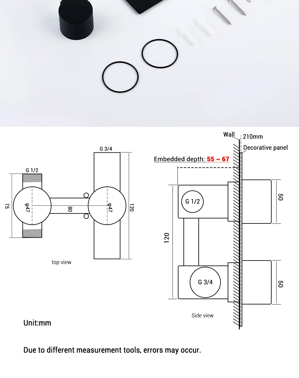 H8ccddd6fb6904c2fad489875c80314fbQ - Matt Black Thermostatic Control Bathroom Shower Faucet
