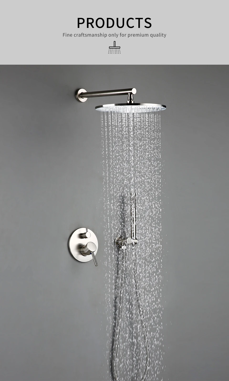 Ha519e9705a4849e38c6a8b2a62b11676T - Silver Bathroom Shower Faucet