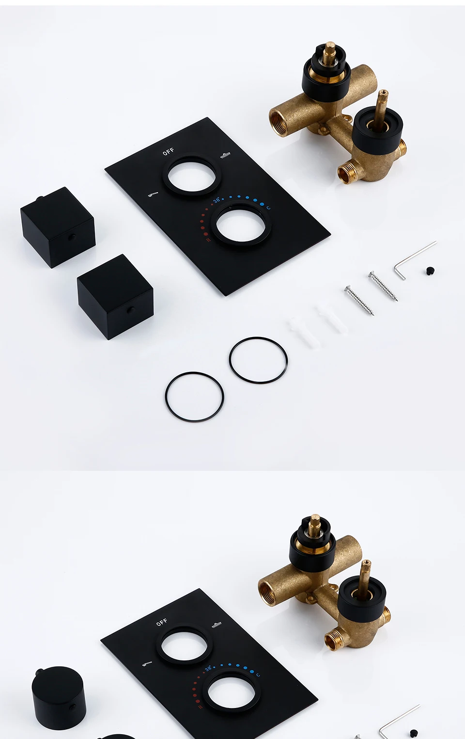 Hc86e434af1f44b19990cf522234701d9O - Matt Black Thermostatic Control Bathroom Shower Faucet