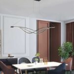 Modern LED Curved Pendant Light in a modern dining room