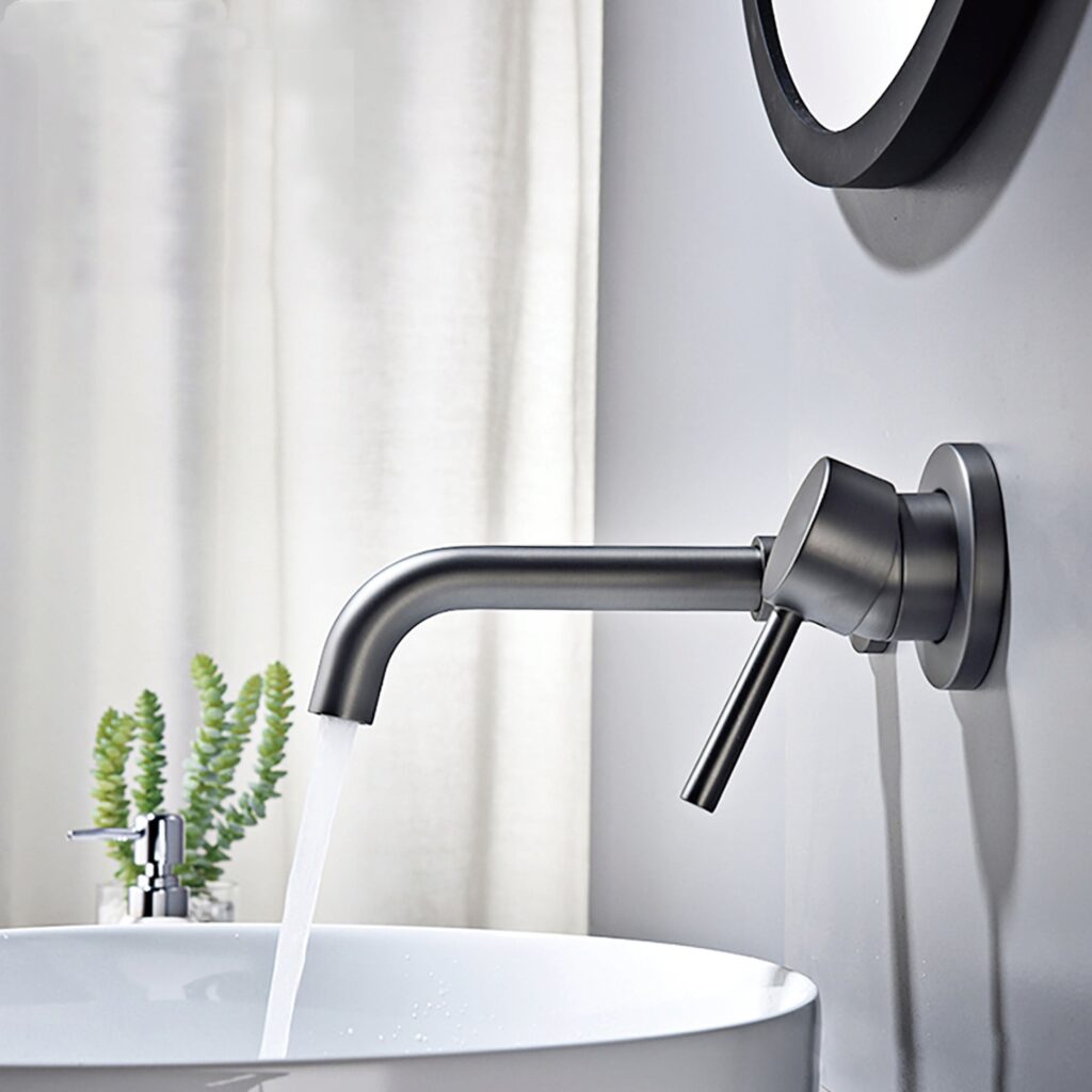 Brass wall type basin faucet
