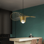 golden straw hat pendant light