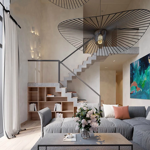 modern pendant vertigo - Minimalist Straw Hat Pendant Light