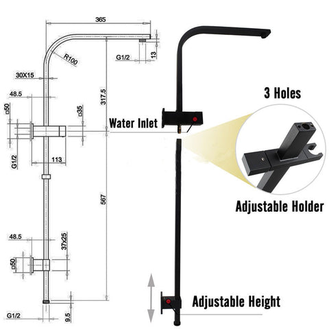 - Brass Bathroom Rainfall Handheld Shower Head