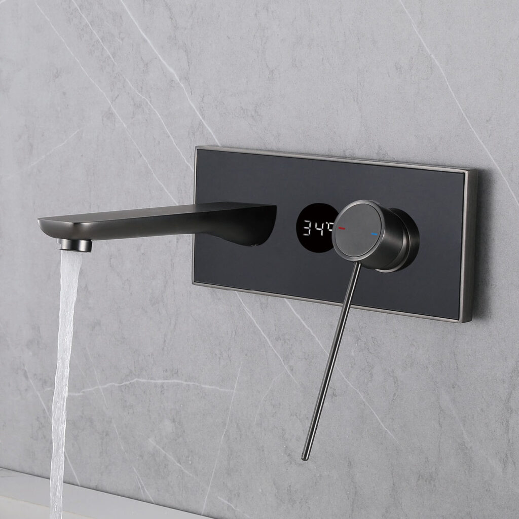 Brass bathroom faucet digital display