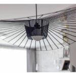 nordic straw hat pendant light closeup