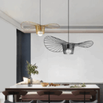 black and gold straw hat pendant lights