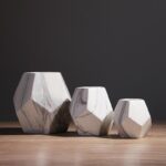 Modern White Marbled Geometric Vase - ZenQ Designs