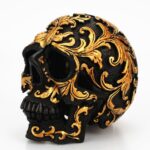 Golden Carving Black Skull Sculpture - ZenQ Designs