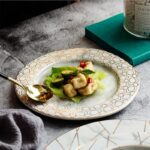 Gold Striped Marble Ceramic Plate Set - ZenQ Designs