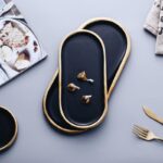 Black And Golden Stroked Ceramic Plates - ZenQ Designs