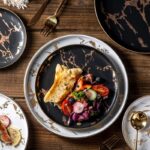 Luxury Gold Edges Marble Dinner Plate - ZenQ Designs
