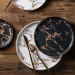 Luxury Gold Edges Marble Dinner Plate - ZenQ Designs