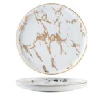 Luxury Gold Edges Marble Dinner Plate - ZenQ Designs