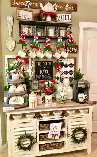 A colorfully decorated kitchen cupboard