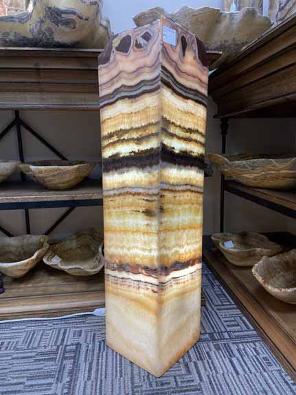 A tall floor Onix crystal lamp with stripes I ZenQ Designs